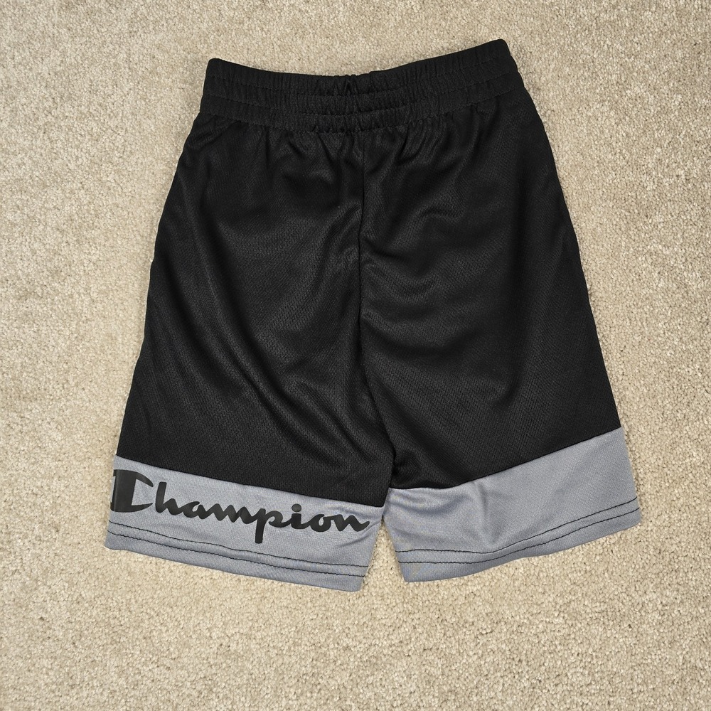 Champion Boys Heritage Script Mesh Basketball Shorts Black & Gray - Size‎ 5/6